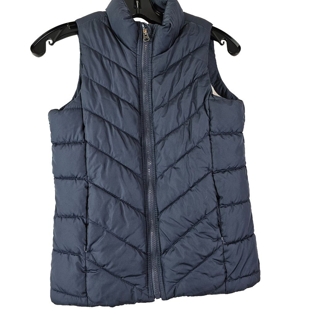 Old Navy Frost Free Puffer Vest Navy Blue Full Zip Sleeveless Boys Youth L 10 12